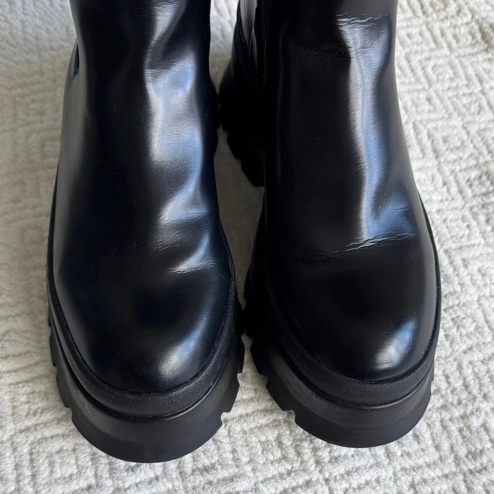Zara Treaded Chelsea Black Boots Size 41